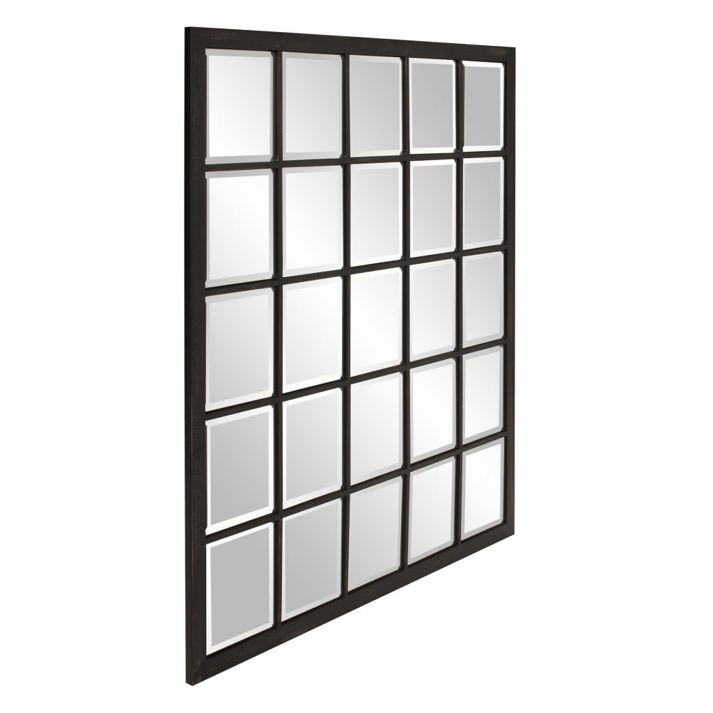 Homeroots - Rectangular Antique Black Finish Mirror With Beveled Edge