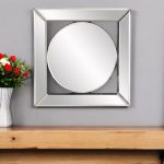 Homeroots - 12" Round in Square Glass Framed Accent Mirror