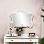 Homeroots - 28" White Baroque Framed Accent Mirror