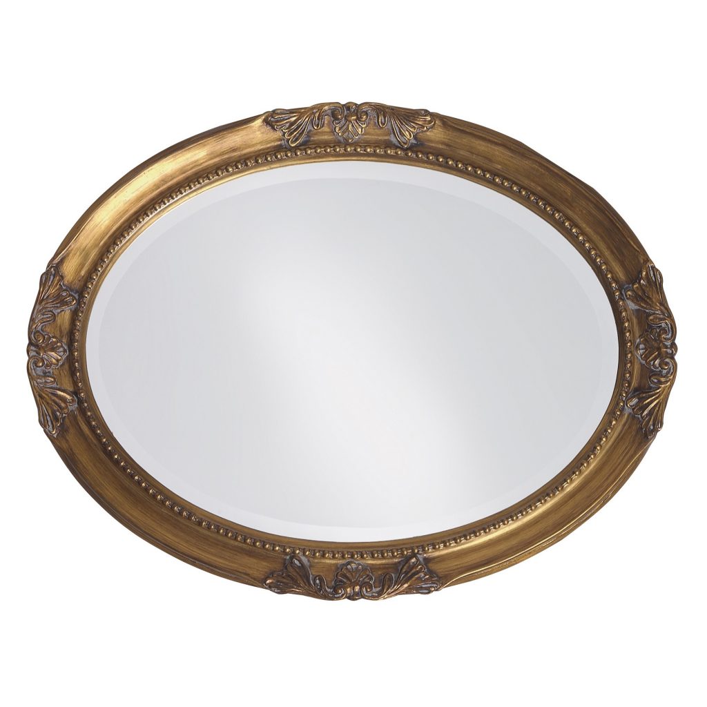 Homeroots - 33" Gold Oval Framed Accent Mirror