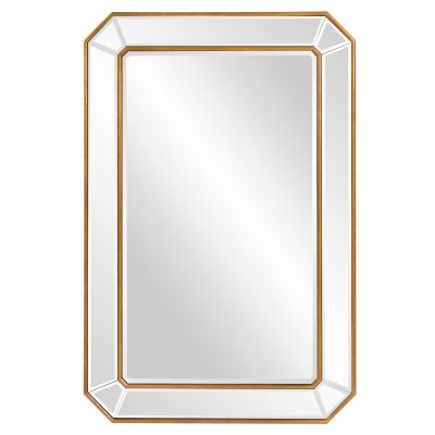 Homeroots - Recatngle Gold Leaf Mirror With Angled Corners Frame