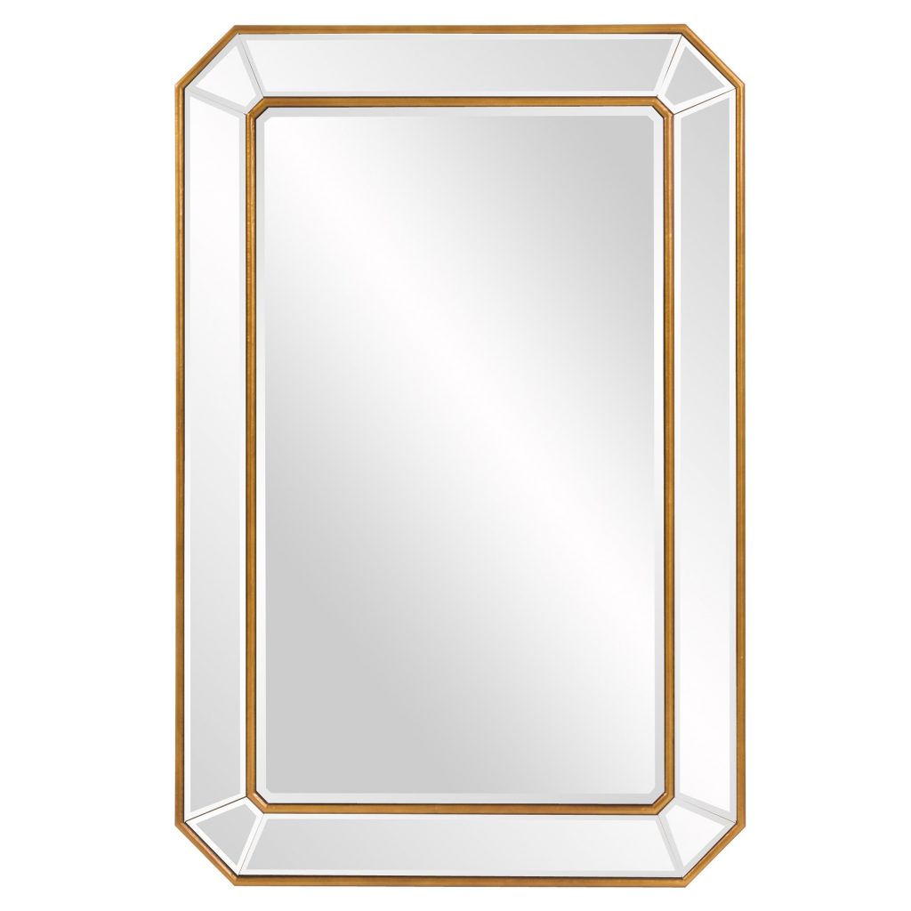 Homeroots - Recatngle Gold Leaf Mirror With Angled Corners Frame
