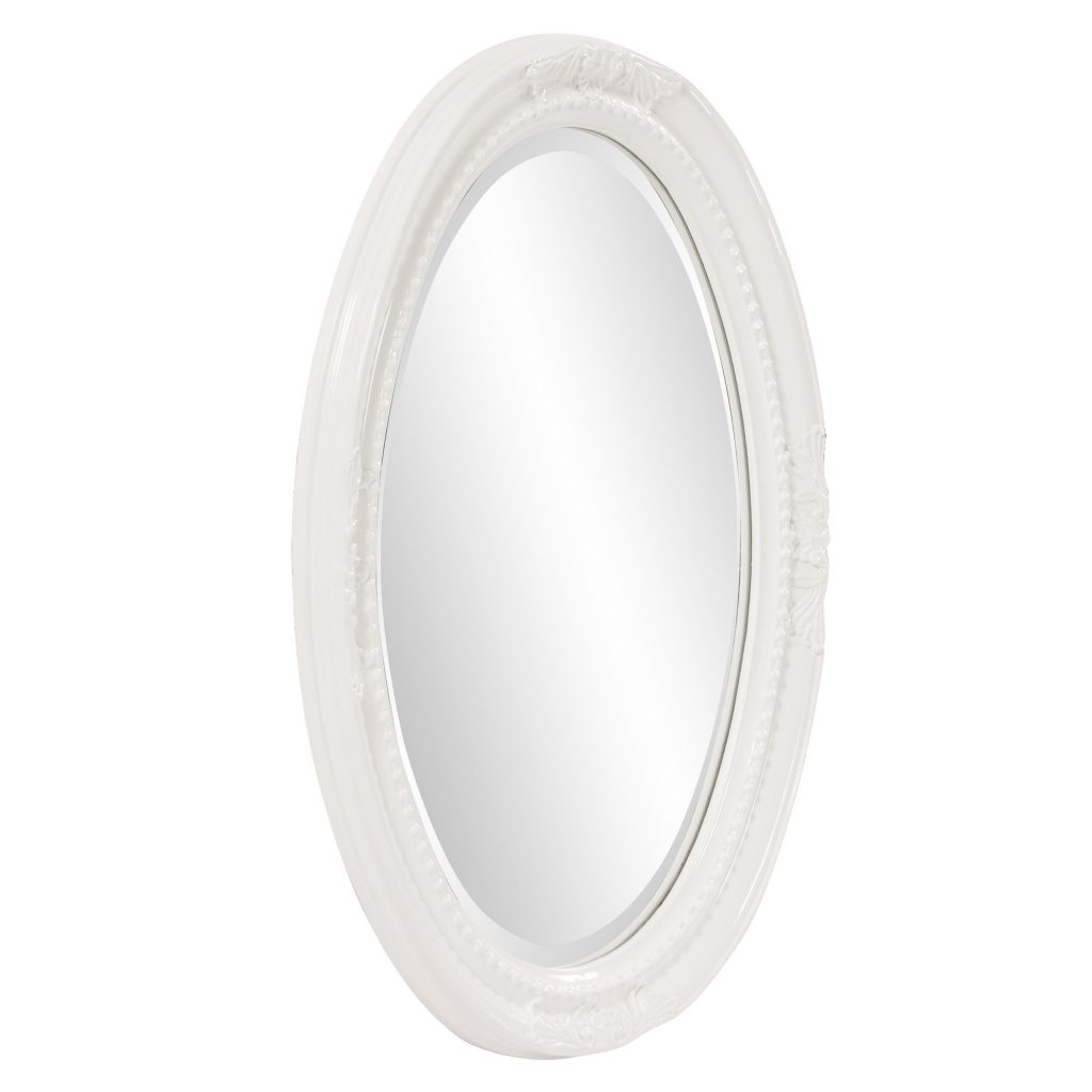 Homeroots - Oval Mirror In A Glossy White Wood Frame