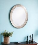 Homeroots - 33" Silver Oval Framed Accent Mirror