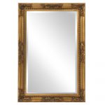 Homeroots - Rectangular Antiqued Gold Wood Frame Mirror