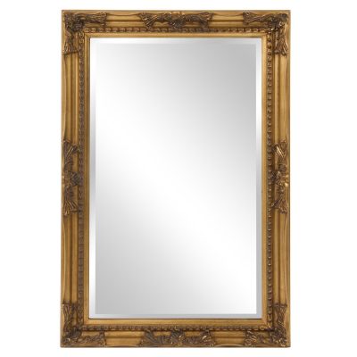 Homeroots - Rectangular Antiqued Gold Wood Frame Mirror