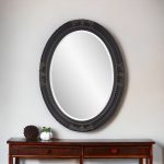 Homeroots - 33" Black Ornate Oval Wood Framed Accent Mirror