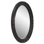 Homeroots - 33" Black Ornate Oval Wood Framed Accent Mirror - Image 4