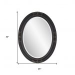 Homeroots - 33" Black Ornate Oval Wood Framed Accent Mirror - Image 9