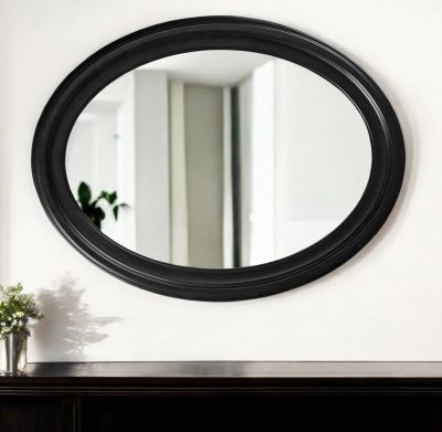 Homeroots - 33" Black Oval Framed Accent Mirror