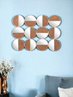 Homeroots - Set of Twelve Gold and Walnut Round Steel Framed Accent Mirror