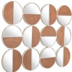 Homeroots - Set of Twelve Gold and Walnut Round Steel Framed Accent Mirror - Image 2