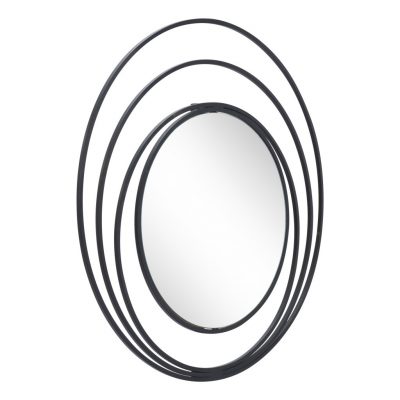 Homeroots - 32" Black Oval Steel Framed Accent Mirror