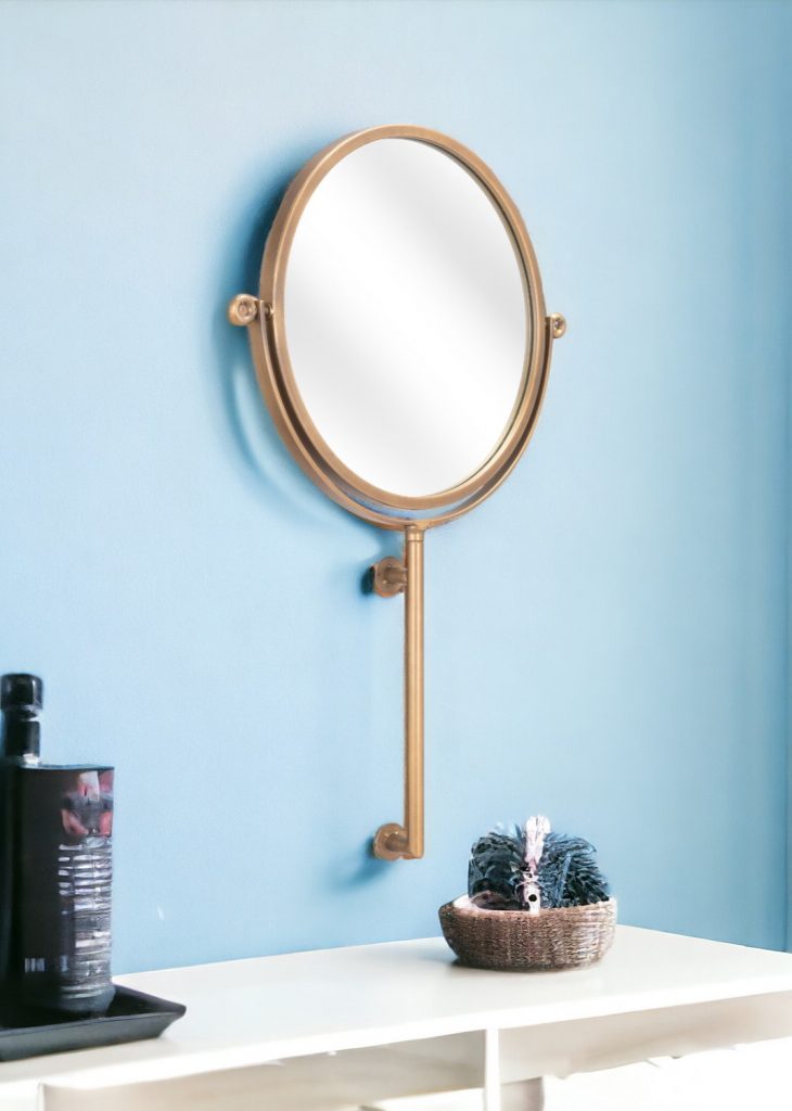 Homeroots - Gold Round Wall Mount Mirror