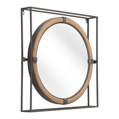 Homeroots - 22" Gray Square Steel Framed Accent Mirror