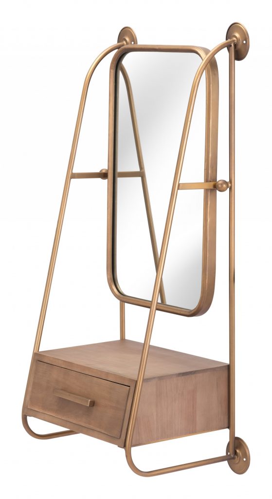 Homeroots - 36" Gold Steel Framed Accent Mirror