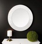 Homeroots - 35" Clear Round Glass Framed Accent Mirror