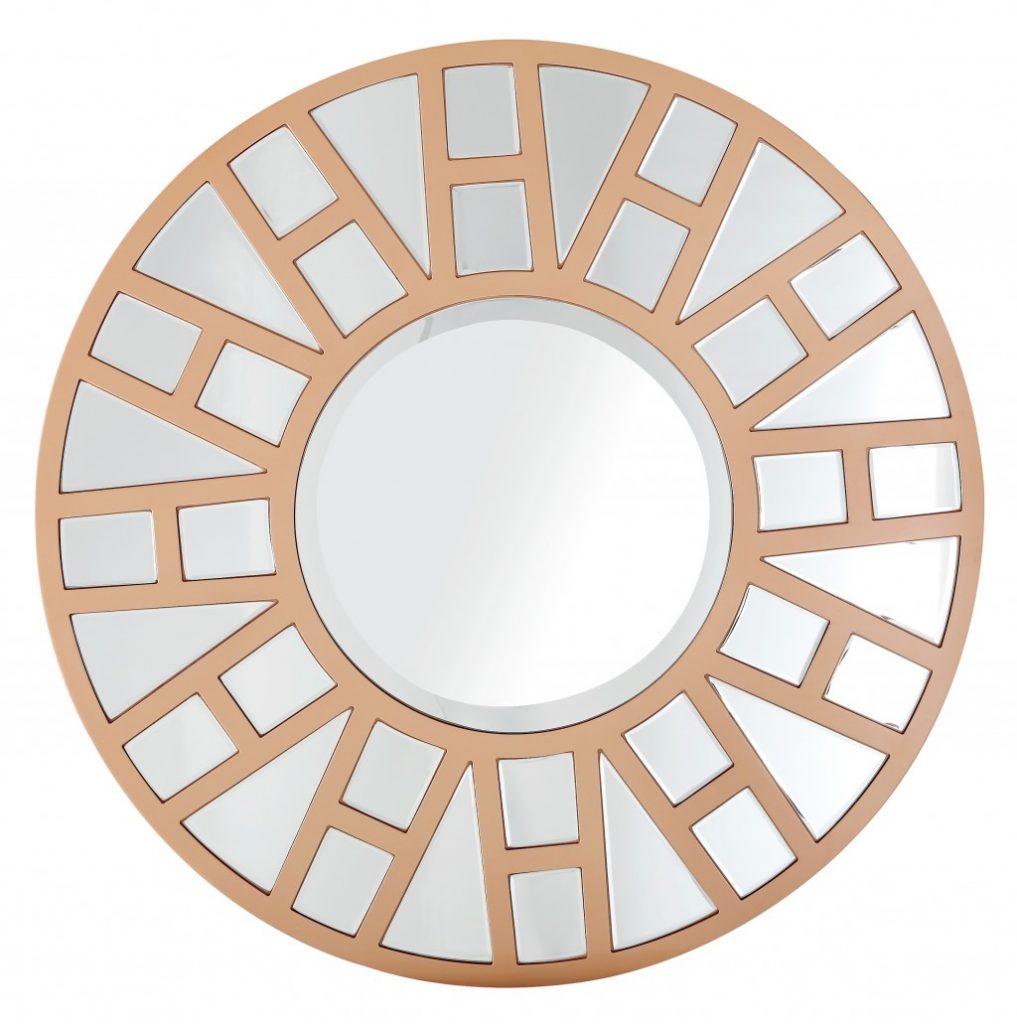 Homeroots - 32" Gold Round Metal Framed Accent Mirror