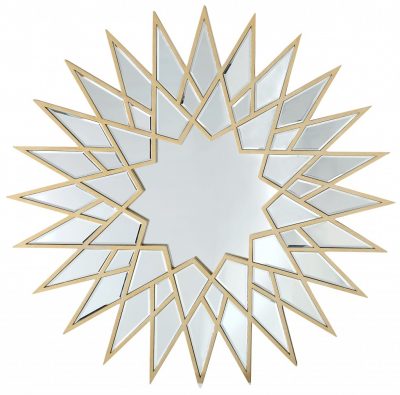 Homeroots - 34" Gold Sunburst Metal Framed Accent Mirror