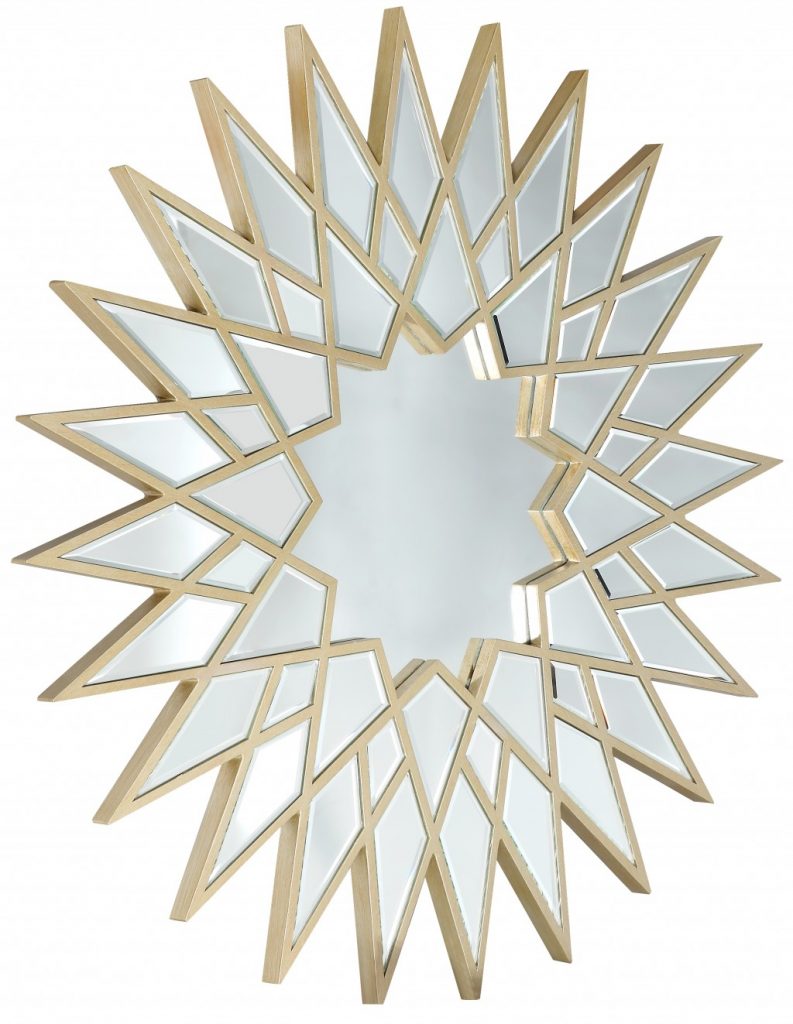 Homeroots - 34" Gold Sunburst Metal Framed Accent Mirror