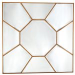 Homeroots - 35" Gold Square Metal Framed Accent Mirror