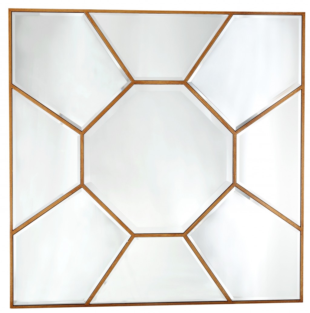 396591_1 Homeroots - 35" Gold Square Metal Framed Accent Mirror - Image 1