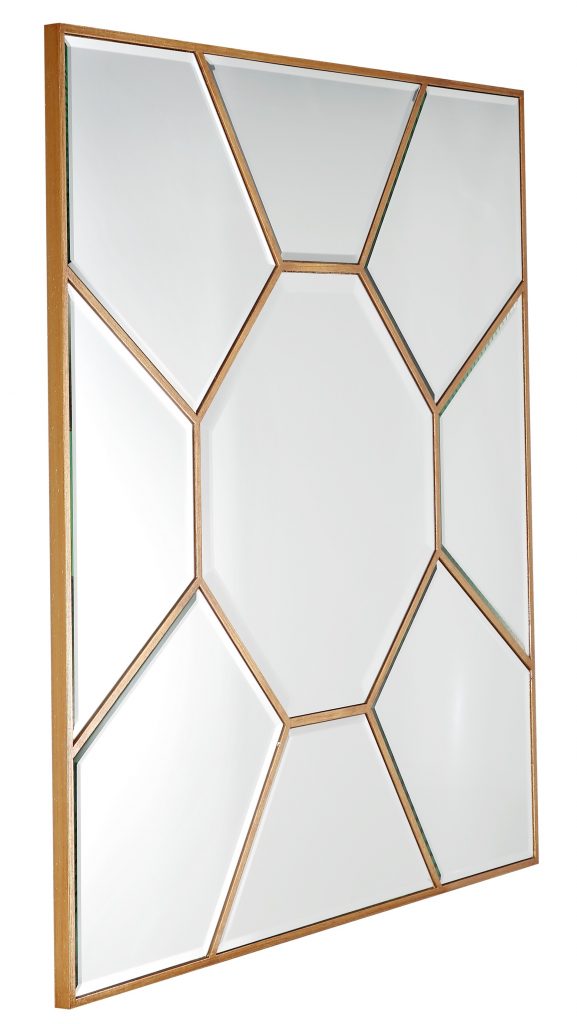 Homeroots - 35" Gold Square Metal Framed Accent Mirror