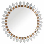 Homeroots - 43" Gold Round Glass Framed Accent Mirror