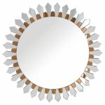 Homeroots - 43" Gold Round Glass Framed Accent Mirror