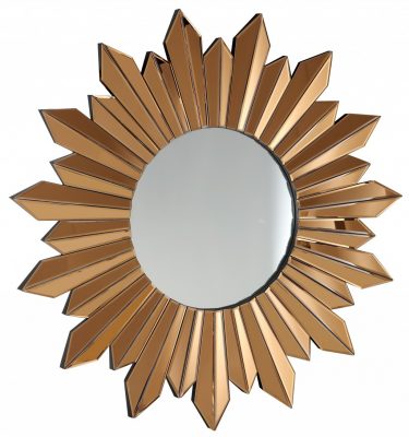 Homeroots - 39" Gold Sunburst Glass Framed Accent Mirror