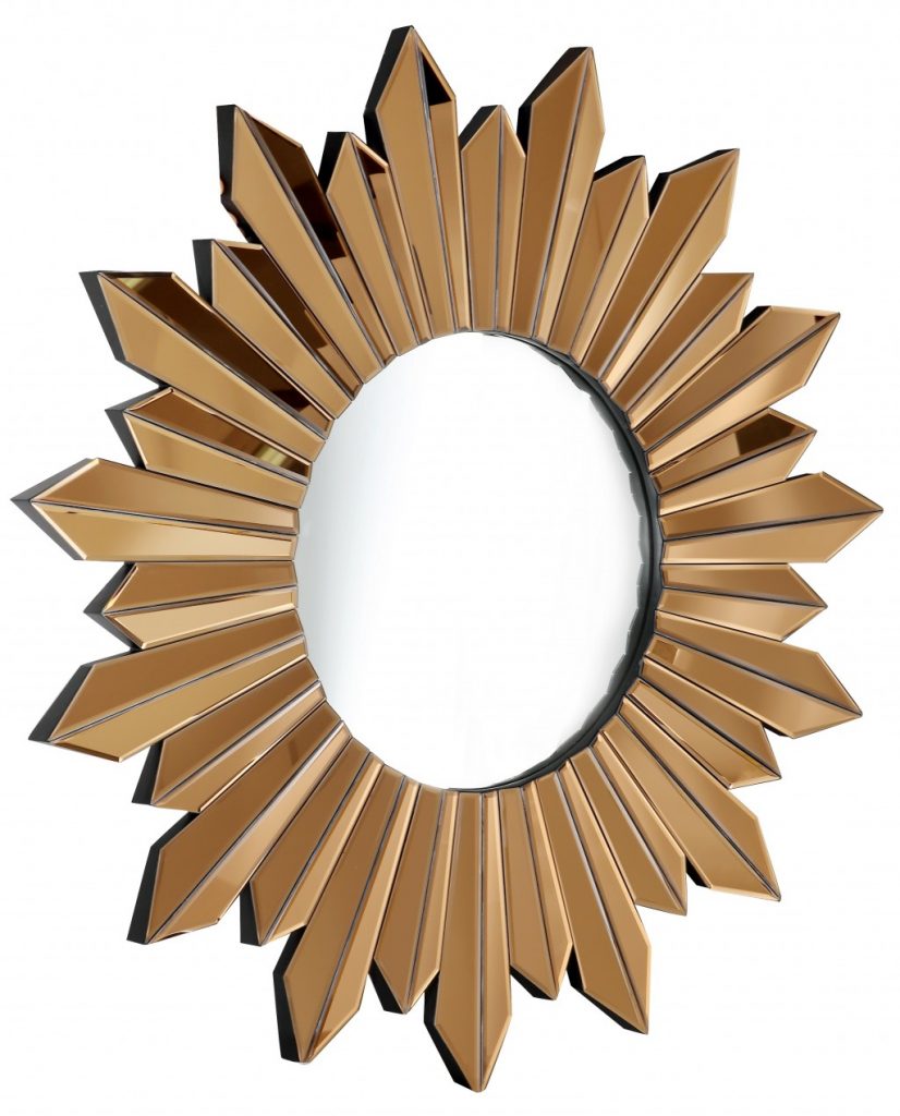 Homeroots - 39" Gold Sunburst Glass Framed Accent Mirror