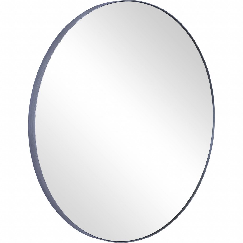 Homeroots - 32" Black Round Metal Framed Accent Mirror