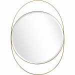 Homeroots - 39" Gold Oval Metal Framed Accent Mirror