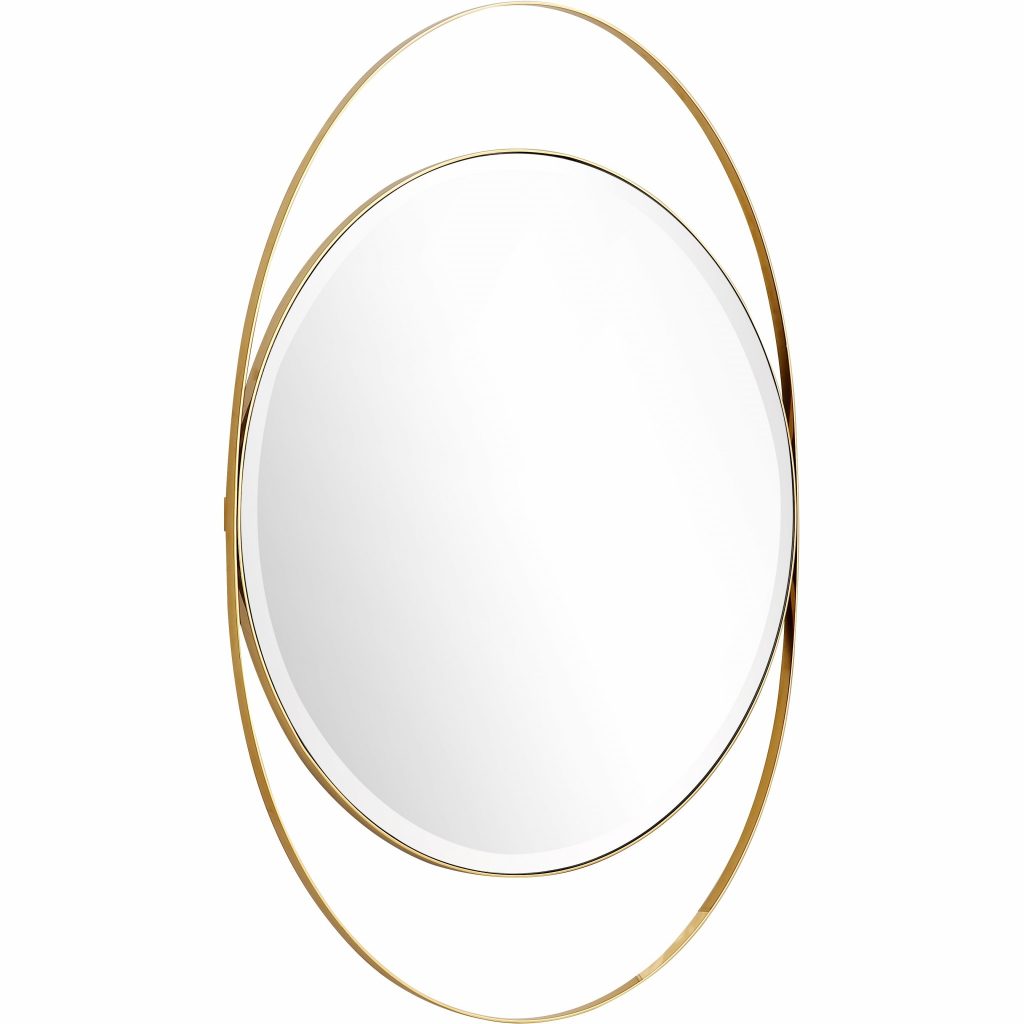 Homeroots - 39" Gold Oval Metal Framed Accent Mirror