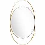 Homeroots - 39" Gold Oval Metal Framed Accent Mirror - Image 3