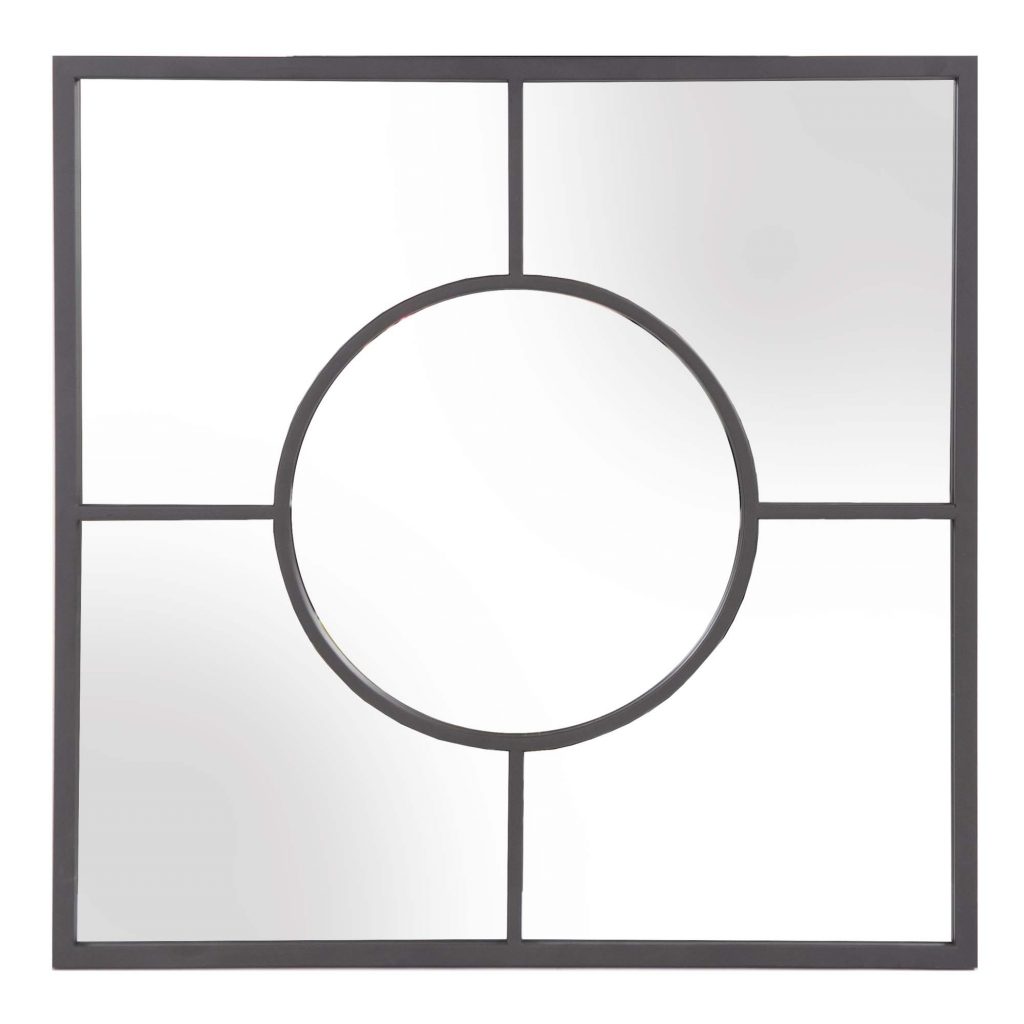 Homeroots - 24" Graphite Square Metal Framed Accent Mirror
