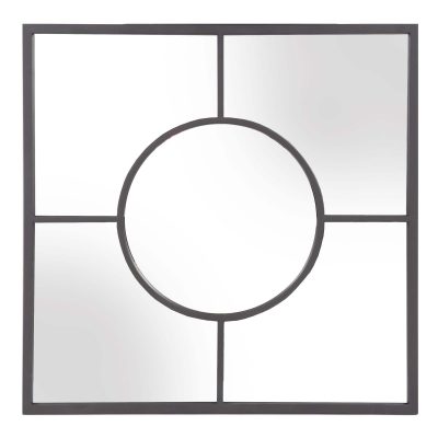 Homeroots - 24" Graphite Square Metal Framed Accent Mirror