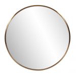 Homeroots - 32" Antiqued Brushed Brass Round Wall Mirror