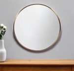 Homeroots - 32" Antiqued Brushed Brass Round Wall Mirror - Image 2