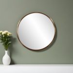Homeroots - 20" Antiqued Brass Round Metal Framed Accent Mirror