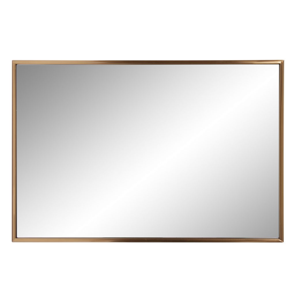 Homeroots - Antiqued Brushed Brass Rectangular Wall Mirror