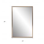 Homeroots - Antiqued Brushed Brass Rectangular Wall Mirror - Image 6