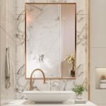 Homeroots - Antiqued Brushed Brass Rectangular Wall Mirror - Image 5