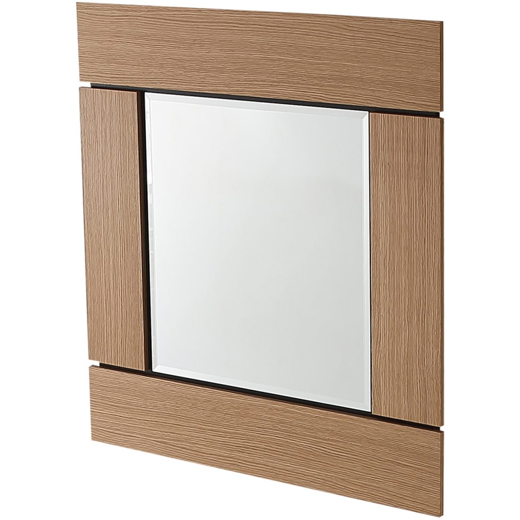 Homeroots - 35" Brown Square Accent Wood Mirror