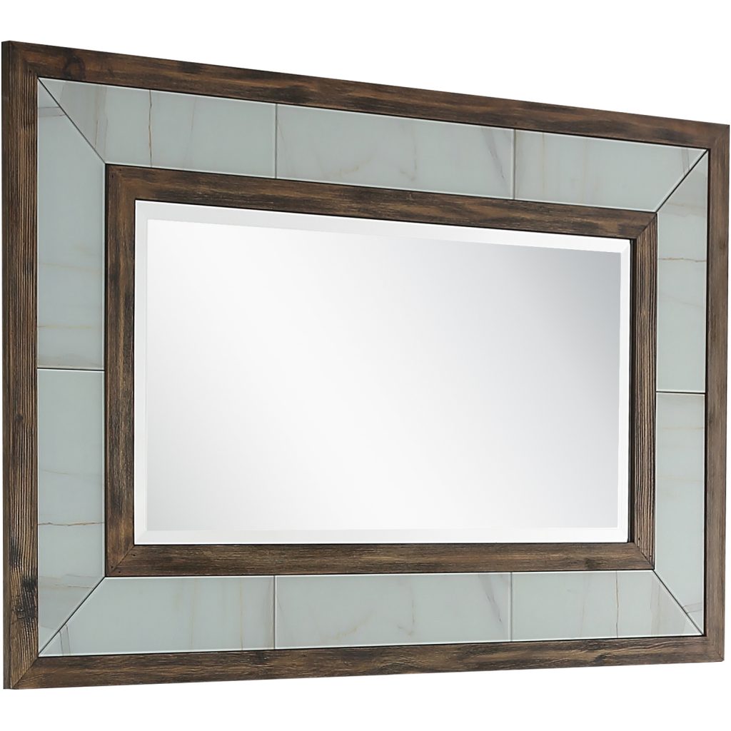 Homeroots - 32" Brown Wood Framed Accent Mirror