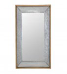 Homeroots - 84" Gray Brown Metal and Wood Framed Leaning Accent Mirror