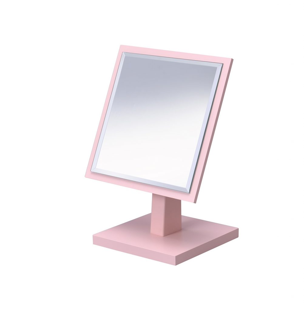 Homeroots - Pink Rectangle Makeup Shaving Tabletop Mirror
