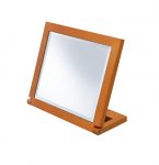 Homeroots - 8" Brown Wood Framed Freestanding Makeup Shaving Tabletop Mirror