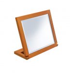 Homeroots - 8" Brown Wood Framed Freestanding Makeup Shaving Tabletop Mirror