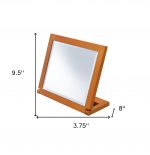 Homeroots - 8" Brown Wood Framed Freestanding Makeup Shaving Tabletop Mirror - Image 7